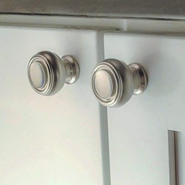Southern Hills Round Brushed Nickel Cabinet Knobs - Pack of 5 Knobs - Satin Nickel Kitchen Cabinet Hardware Drawer Pulls - SHKM019-SN-5