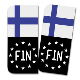 2 x License Plate Stickers Perfect Fit for EU Field 11 x 5 cm Design Sticker for Number Plate Film Car Black or with Flag Car Wash Safe R167 (06 Finland, With Flag)