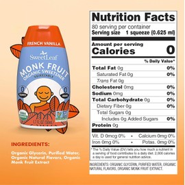 SweetLeaf French Vanilla Liquid Monk Fruit - Monk Fruit Liquid Sweetener Drops, Organic Monk Fruit Extract, Zero Calorie Sweetener, Sugar Free, Keto Friendly, Erythritol Free - 1.7 Fl Oz (Pack of 3)
