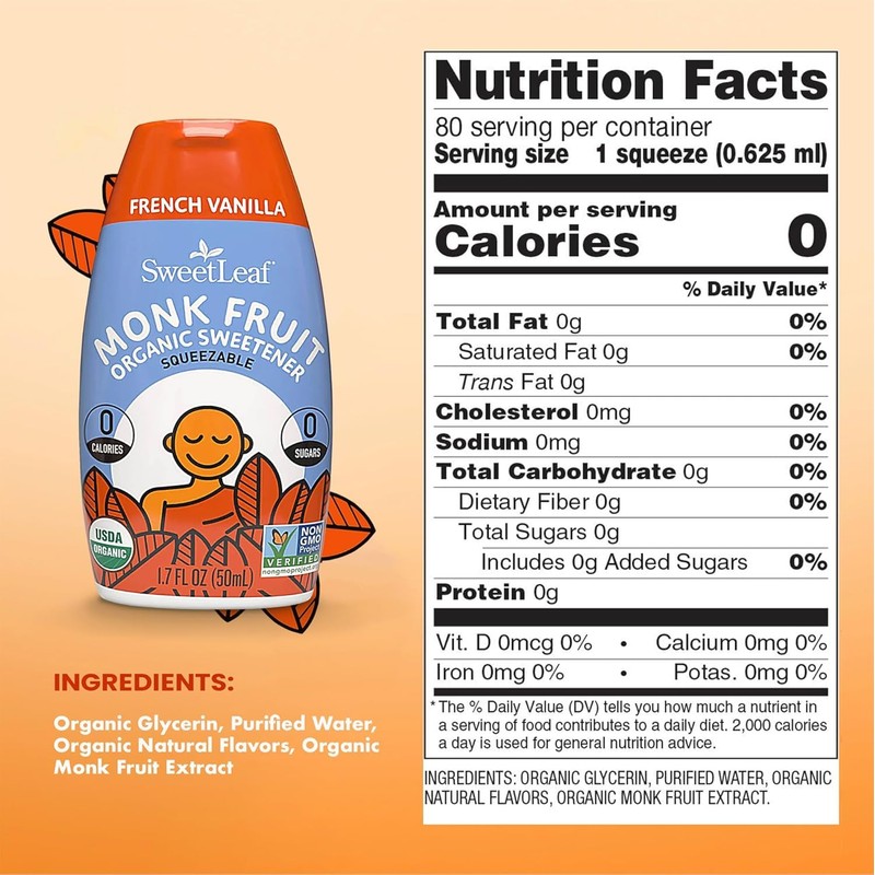 SweetLeaf French Vanilla Liquid Monk Fruit - Monk Fruit Liquid