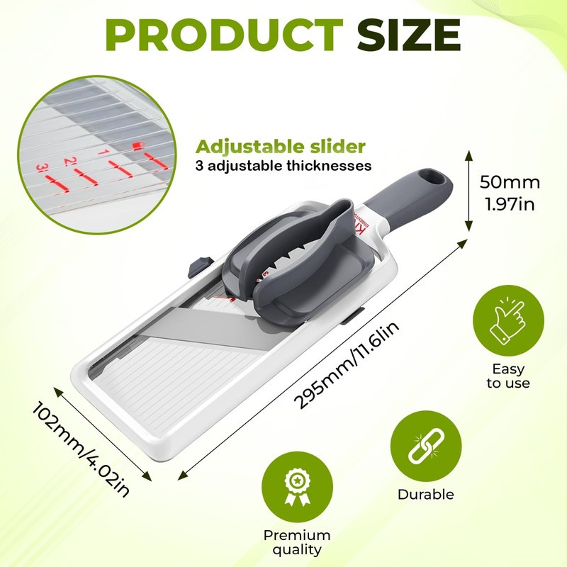 KNS Essentials Mandoline Slicer for Kitchen – Adjustable Stainless Steel