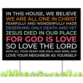 Tunzasigns In this house we believe that God has the answers the world needs to hear. Jesus is the answer! 12x18 Corrugated Plastic Double Sided Yard Sign with H Stake