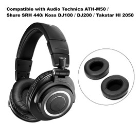 1 Pair Protein Leather Ear Pads Compatible with Audio Technica ATH-M50/Shure SRH440/Koss DJ100/Takstar Ear Pads