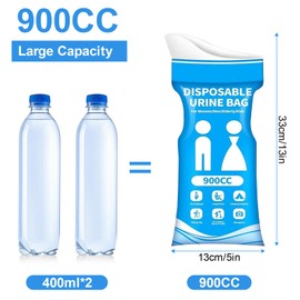 SIDAPU-Y 10PCS 900CC Disposable Urine Bags, Portable Unisex Emergency Pee & Vomit Bags for Car Camping Road Trip, Pregnant Kid Patient(Blue)