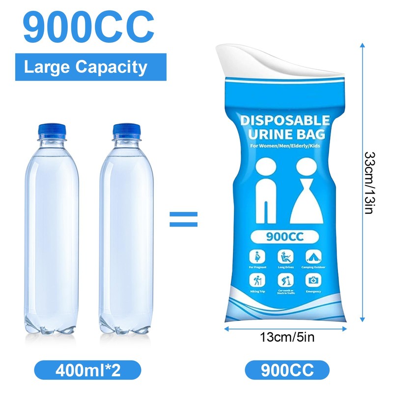 SIDAPU-Y 10PCS 900CC Disposable Urine Bags, Portable Unisex Emergency Pee