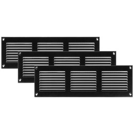 Vent Systems 12'' x 4'' Inch (Overall Dimensions) Pack of 3 - Black - Air Vent Duct Cover Metal Return Grill with Built in Pest Guard Screen HVAC Vent Duct Cover for Home Improvement