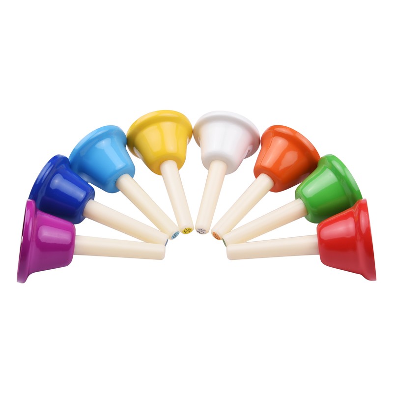 8pcs Colorful Handbell 8 Note Diatonic Metal Hand Bells Set