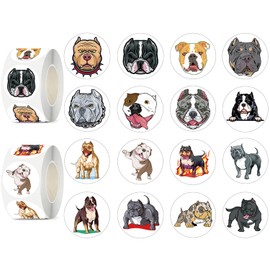 UVUXO 600 Pcs Bulldog Stickers Rolls for Kids-Round 1.5 Inch 16 Tyles Funny Dog Kindergarten Stickers Teacher Stickers for Kids Birthday Party School Reward Giveaways