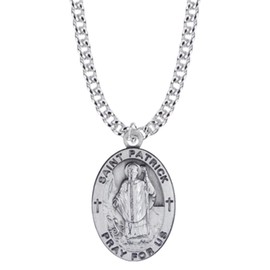 TrueFaithJewelry Sterling Silver St Patrick Pendant Patron Saint Medal Archangel Necklace, Religious Jewelry, 7/8 Inch