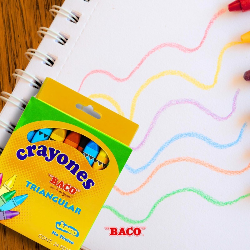 Baco | Crayones Jumbo Triangular - Caja con 24 Piezas,