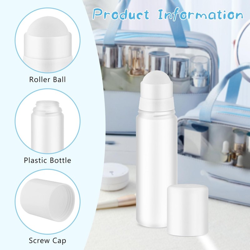 Nozefy Plastic Roller Bottles 3.38oz/100ml, 12 Pcs