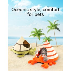 SSDH Cat Sofa Bed, Crab Turtle Shaped, Soft Fleece and PP Cotton Filling, Anti-Slip Bottom, Removable Four Seasons Use, Suitable for Small Cats and Dogs
