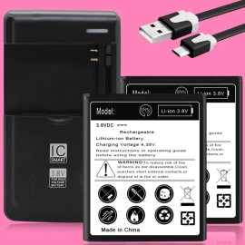 For Motorola Long Lasting 2x 3770mAh Battery Charger Cable for Motorola Moto E5 Play XT1921