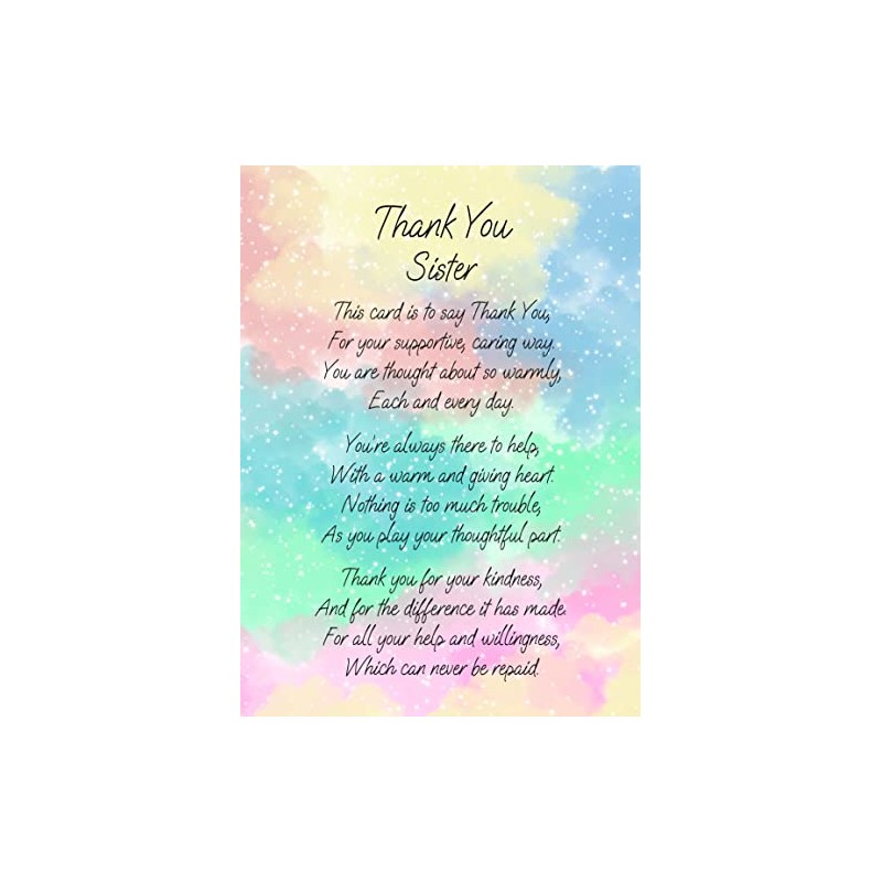 Thank You Poem Verse Card for Sister