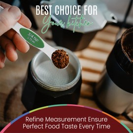 Magnetic Measuring Spoons Set of 9 Stainless Steel Dual-Sided Stackable Measuring Spoon Nesting Teaspoons Measuring Dry and Liquid Ingredients, Fits in Spice Jars Set of 9 (Green)