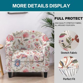 KRFOONN Club Chair Slipcover 2 Piece Stretch Printed Round Barrel Chair Covers Removable Tub Chair Slipcover with Elastic Bottom Chair Coverings Furniture Protector Cover for Living Room, B45
