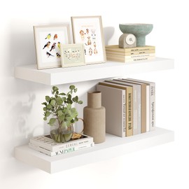 Heimlove 9 inch deep Floating Shelves for Wall,Bathroom Over Toilet Shelf,White Floating Shelves for Wall Decor Storage,Bedroom,Living Room,Kitchen,Office,24 inch Set of 2