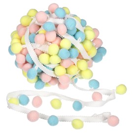 sourcing map 2 Yards Pom Pom Ball Fringe Trim, Ribbon Sewing DIY Projects Accessory for Home Curtain Clothes Pillow Decoration, Mixed Color