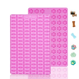 Mini Silicone Molds 106 Cavity Dog Bone Silicone Molds and 69 Cavity Silicone Paw Print Mold Food Grade Dog Treat Mold for Cookie, Candy, Chocolate