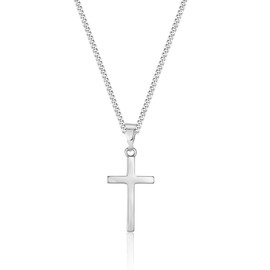 CERSLIMO Cross Necklace for Men and Women, Chain with Cross Silver Gold Necklace Pendant Cross AAA Zirconia for Girls Boys Friend, Copper
