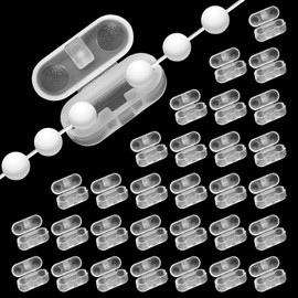 30 Pcs Pull Chain Connectors,Ball Chain Connectors Fit 4mm Bead for Roller Shade, Roller Blinds, Roman Blinds, Plastic Ball Connector Clips for Vertical Blind (Transparent)