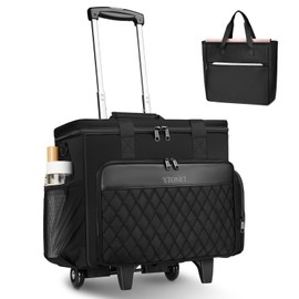 Ytonet Rolling Teacher Bag, Multifunctional Teacher Tote Bag with Detachable Dolly & File Tote, Large Rolling Briefcase with 15.6" Padded Laptop Compartment for Teaching, Office, Work, Craft, Black