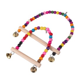 HAPPYTOY 2pcs Bird Swing Toys Play Set Fun Colorful Hanging Bells for Bird Cages