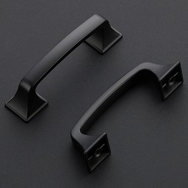 Ravinte Solid 3 Inch Big Square Foot Cabinet Pulls Matte Black Arch Pull Kitchen Cabinet Handles Black Drawer Pulls Kitchen Cabinet Hardware Flat Black Cabinet Drawer Handles-1 Pack