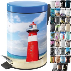 Sanilo Cosmetic Bin 3 L with Soft-Close Mechanism, Many New Bathroom Bins to Choose From, Waste Bin with Inner Container for Any Bathroom (Lighthouse)