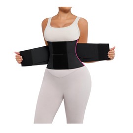 FeelinGirl Workout Waist Trainer Cincher Neoprene Postnatal Shaper Tummy Slimmer Plus Size for Women Rose Red S