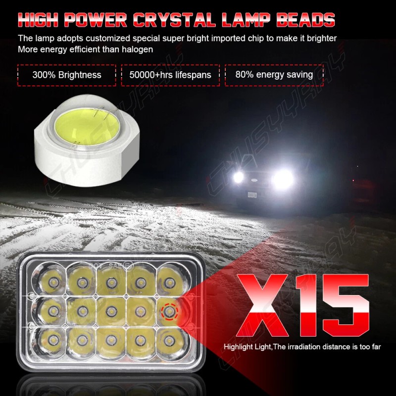 CHUSYYRAY 4PCS 4x6'' LED Headlights Hi/Lo Beam For Freightliner 1988-2010