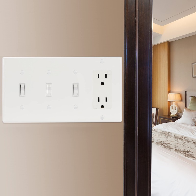 Bates- Combination Wall Plate, 2 Pack, 3-Toggle/1-Decorator, White Light Switch