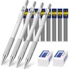 Set of 4 Retractable Pencils, Metal, 8 x HB Pencil