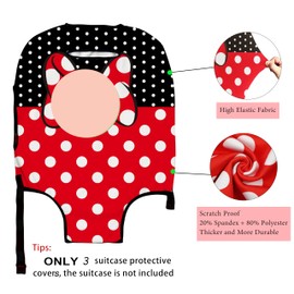 hswosnas Luggage Cover Approved Travel Suitcase Protector Cute Dots Bow Elastic Washable Baggage Covers for 18-20 inch Luggage(L)