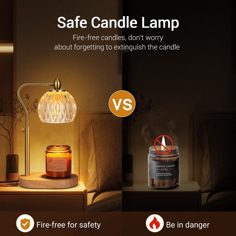 NVRGIUP Candle Warmer, Candle Warmer Lamp with Timer & Dimmer