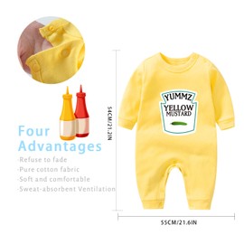 YSCULBUTOL - Body para bebé Yummz con tomate, tomate, mostaza, rojo, amarillo, gemelos, ropa para niños y niñas, multicolor 3, 6-9 meses