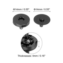 uxcell 40 Sets Magnetic Snaps Button, 14x4mm/0.55"x0.16" Metal Round Magnetic Clasps Button Fabric Base Components and Cap Kit for Clothes Bag Leather DIY Purse Wallet, Black