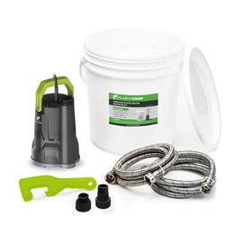 FLUENTPOWER Tankless Water Heater Descaling Flush Kit, Includes 1/2HP Submersible Utility Water Pump with Adapters, 5.3 Gallon Pail with Bucket Lid Opener, Two 3/4"GHT x 6' Stainless Steel Hoses