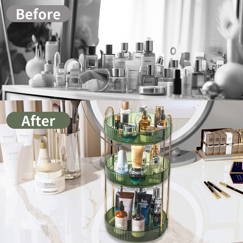 Asayuee 360 Rotating Perfume Organizer,3 Tier Large Capacity Make Up