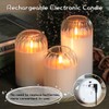 LEDHOLYT Rechargeable Jar Flameless Candle, Flashing LED Pillar Real Wax