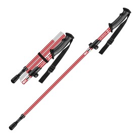 MUXWELL Collapsible Trekking Poles, Aluminum, 44-52 Inches, Adjustable Height with Quick-Lock, Ergonomic Grip, (Red, FullSize)