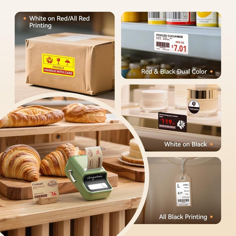 NIIMBOT Labels, Red Black Font Label for B21Pro Label Printer,