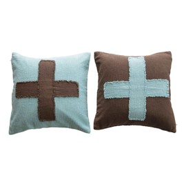 Creative Co-Op Set of 2, 20" Square Cotton Pillow, 20" L x 20" W x 3" H, Multi Color