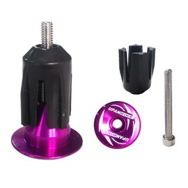 UPANBIKE Bike Handlebar End Plugs Aluminum Alloy Expanding Locking Bar End Caps for Mountain Bike,Road Bike,MTB BMX Fixie,Bar End for Bicycle Grips,1 Pair (Purple-Style2)