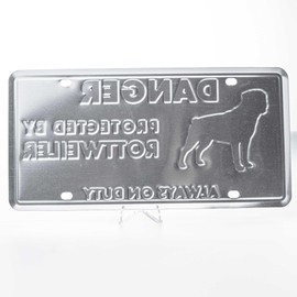 Pickwicks – Danger: Protected By Rottweiler Metal Sign License Plate – Heavy Duty Embossed Aluminum Warning Sign – 6”x12” Novelty Metal Tag Guard Dog Rotty Security Gift