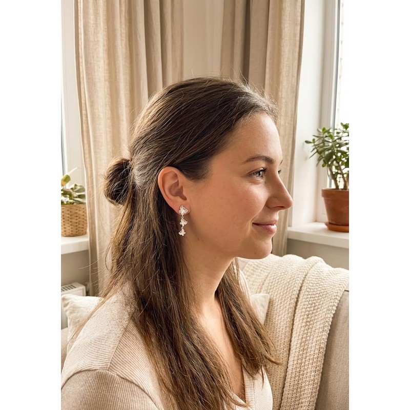 Butterfly Drop Earrings for Women, Lightweight Silver Dangle Earrings Minimalist