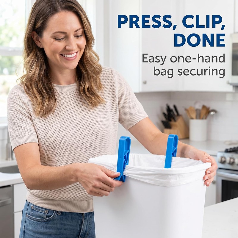 ​Plastic Kitchen Garbage Bin Clips, 10Pcs Anti-Slip Bag Holders for