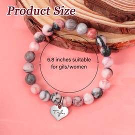TOEECY Bracelet for Women Birthday Gift Bracelets Stress Relief Anxiety Yoga Bracelet with Birthday Cards Natural Crystal Stone Healing Bracelet for Best Friend Bracelet