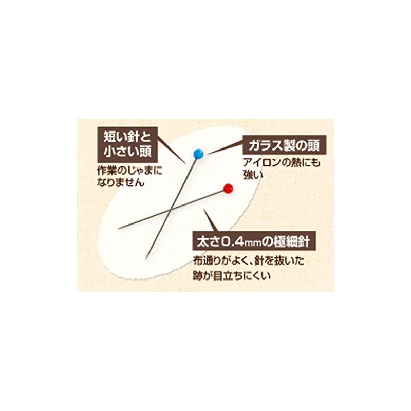 クロバー(Clover) アップリケ待針 細 太さ0.4mm/長さ25mm 赤/青 合金鋼 57-314