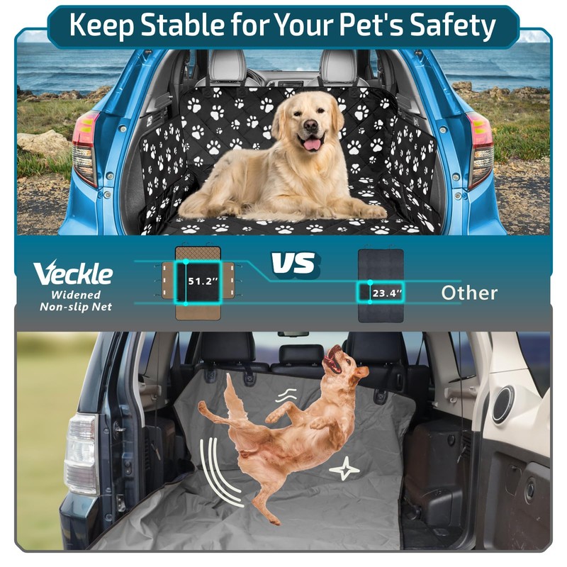 Veckle Cargo Liner, SUV Cargo Cover for Dogs with Side